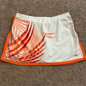 Nike Athletic Tennis Golf Dry Fit White Orange Fern Pattern Skirt Skort Small